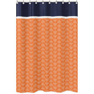 Orange and Navy Blue Arrow Shower Curtain