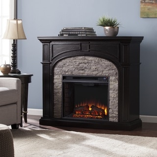 Harper Blvd Kelley Ebony and Gray Stacked Faux Stone Electric Fireplace