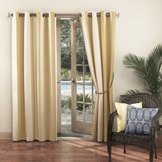 Sun Zero Woven Stripe 84-inch x 95-inch Indoor/Outdoor Curtain Panel