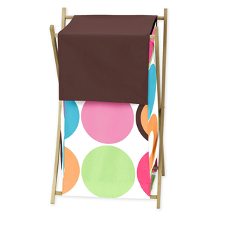 Sweet Jojo Designs Deco Dot Collection Multicolor Wood and Fabric Laundry Hamper