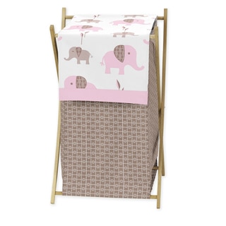 Sweet Jojo Designs Mod Elephant Collection Pink/Taupe Laundry Hamper