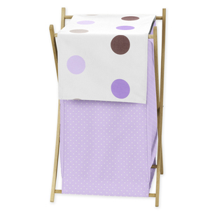 Sweet Jojo Designs Purple and Chocolate Mod Dots Collection Wood and Fabric Laundry Hamper