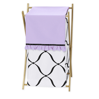 Sweet Jojo Designs Black, White, and Purple Princess Collection Wood/Mesh/Fabric 26.5-inch x 15.5-inch x 16-inch Laundry Hamper