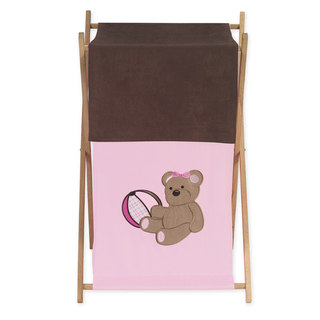 Sweet Jojo Designs Pink Teddy Bear Collection Wood/Fabric Laundry Hamper