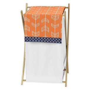 Sweet Jojo Designs Arrow Collection Orange and Navy Blue Wood/Fabric Laundry Hamper