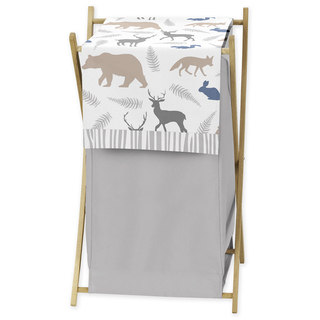 Sweet Jojo Designs Woodland Animals Collection Mesh and Fabric Wooden-frame Laundry Hamper