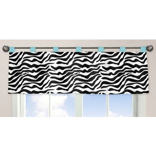 Sweet Jojo Designs Funky Zebra Collection Turquoise/Black/White Window Curtain Valance