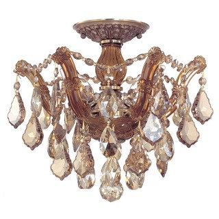 Crystorama Maria Theresa Collection 3-light Antique Brass/Golden Teak Swarovski Strass Crystal Semi-Flush Mount