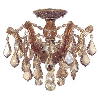 Crystorama Maria Theresa Collection 3-light Antique Brass/Golden Teak Crystal Semi-Flush Mount