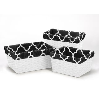 Sweet Jojo Designs Black/White Microfiber Trellis-print Basket Liners