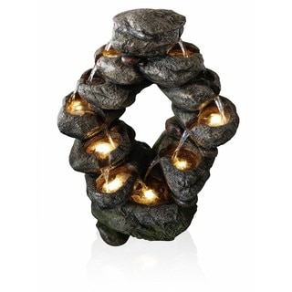 7-tier 8 Yellow LED Lights Cascading Rock Fountain