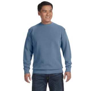 Garment-Dyed Fleece Men's Crew-Neck Blue Jean Sweater