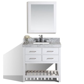 40-inch Laguna White Single Modern Bathroom Vanity with White Marble Top