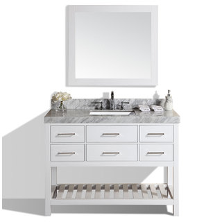 Pacific Collection Laguna 48-inch White Single Modern Marble Top Bathroom Vanity