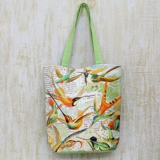 Handcrafted Cotton 'A Story of Birds' Tote Handbag (India)
