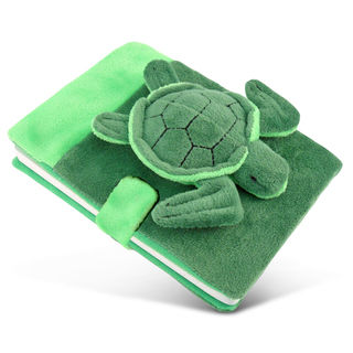 Puzzled Green Polyester Plush Sea Turtle Notebook