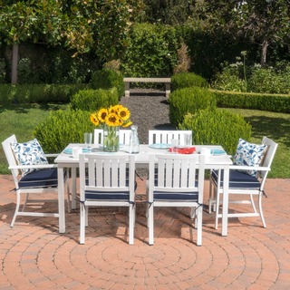 Samana Outdoor Aluminum 7-piece Dining Set with Cushions by Christopher Knight Home