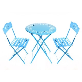 Alpine Blue Metal Outdoor Bistro Table and Chairs Set