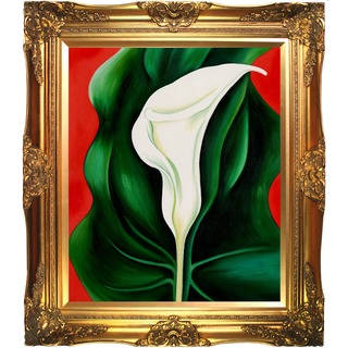 Georgia O'Keeffe 'Single Calla Lily (Red), 1923' Hand Painted Framed Canvas Art