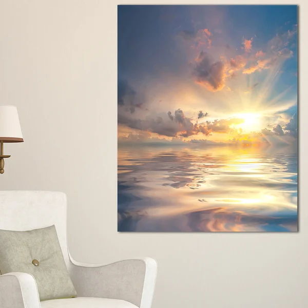 Sunset Over Sea with Reflection - Modern Landscape Wall Art Canvas