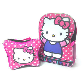 Hello Kitty Pink Polyester Backpack and Lunch Bag Set