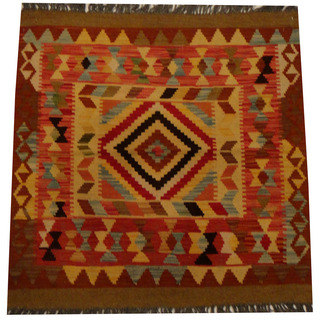 Herat Oriental Afghan Hand-woven Vegetable Dye Wool Kilim (3'2 x 3'2)