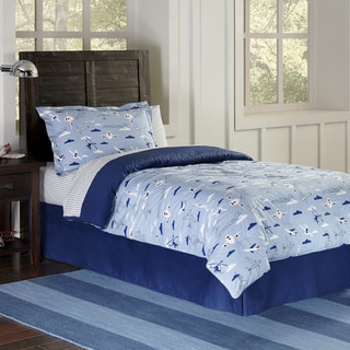 Lullaby Bedding Airplane Cotton Printed 4-piece Comforter Set