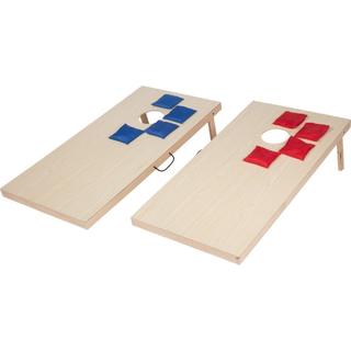 Trademark Innovations Red and Blue Wood 4-inch Bean Bag Toss Set with 8 Bean Bags