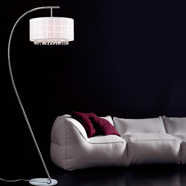 slide 1 of 1, Dorita White Fabric 49-inch 1-light Arched Floor Lamp