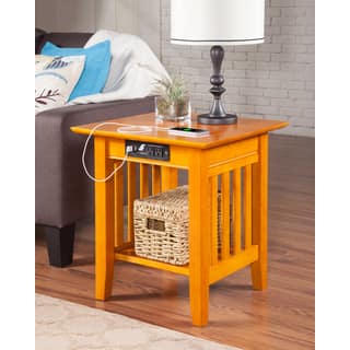 Mission End Table with Charger Caramel Latte