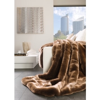 Ibena Luxury Brown Faux Fur Oversized Plush Throw