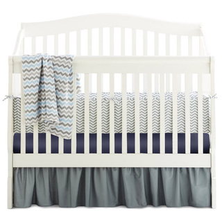American Baby Company Chevron Grey/Navy/Blue Cotton 5-Piece Crib Bedding Set