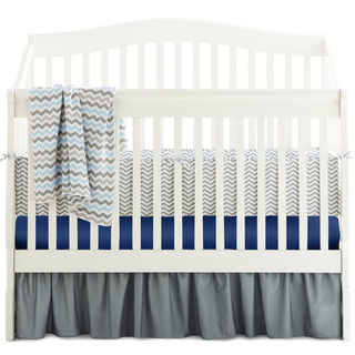 American Baby Company Grey/Royal/Blue Cotton Chevron 5-piece Crib Bedding Set