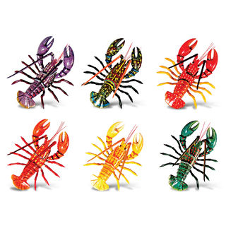 Lobster Multicolor Plastic Bobble Magnets (Pack of 6)