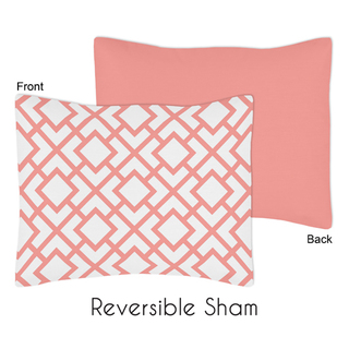 Standard Pillow Sham for the White and Coral Mod Diamond Collection by Sweet Jojo Designs