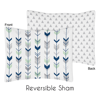 Standard Pillow Sham for the Grey and Mint Mod Arrow Collection by Sweet Jojo Designs