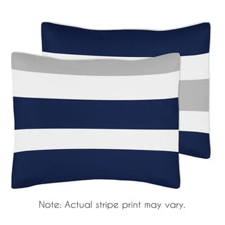 Navy Blue and Gray Stripe Collection Standard Pillow Sham by Sweet Jojo Designs