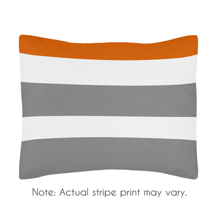 Gray and Orange Stripe Collection Standard Pillow Sham by Sweet Jojo Designs