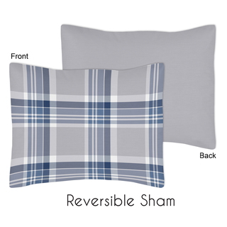 Navy Blue and Gray Plaid Collection Standard Pillow Sham by Sweet Jojo Designs