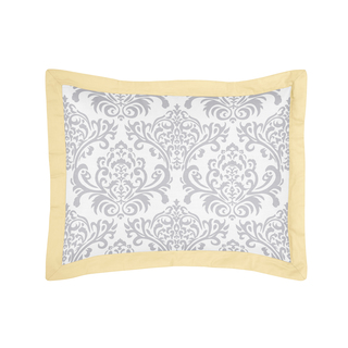 Yellow and Gray Avery Collection Standard Pillow Sham by Sweet Jojo Designs