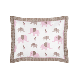 Pink and Taupe Mod Elephant Collection Standard Pillow Sham by Sweet Jojo Designs