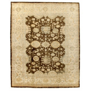 Turkish Oushak Brown/Ivory New Zealand Wool Rug (9' x 12')