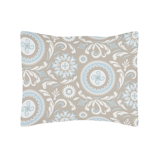 Sweet Jojo Designs Blue and Taupe Hayden Collection Standard Pillow Sham