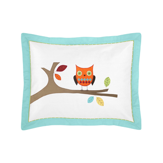 Sweet Jojo Designs Turquoise and Lime Hooty Collection Standard Pillow Sham