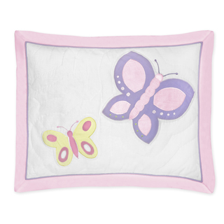 Sweet Jojo Designs Pink and Purple Butterfly Collection Standard Pillow Sham