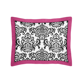 Sweet Jojo Designs Hot Pink Black and White Isabella Collection Standard Pillow Sham