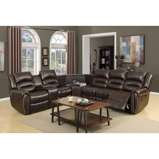 Nathaniel Home Amelia Brown Bonded Leather Sectional Sofa