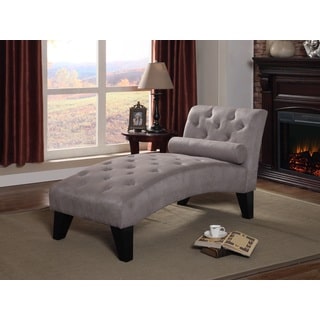 Nathaniel Home Mila Tufted Grey Microfiber Chaise Lounge