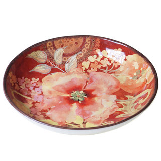 Certified International Watercolor Poppies Red and Pink Ceramic 12.75-inch Serving/Pasta Bowl