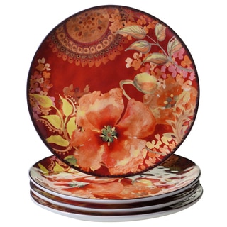 Certified International Watercolor Poppies 10.75-inch Dinner Plates (Set of 4)